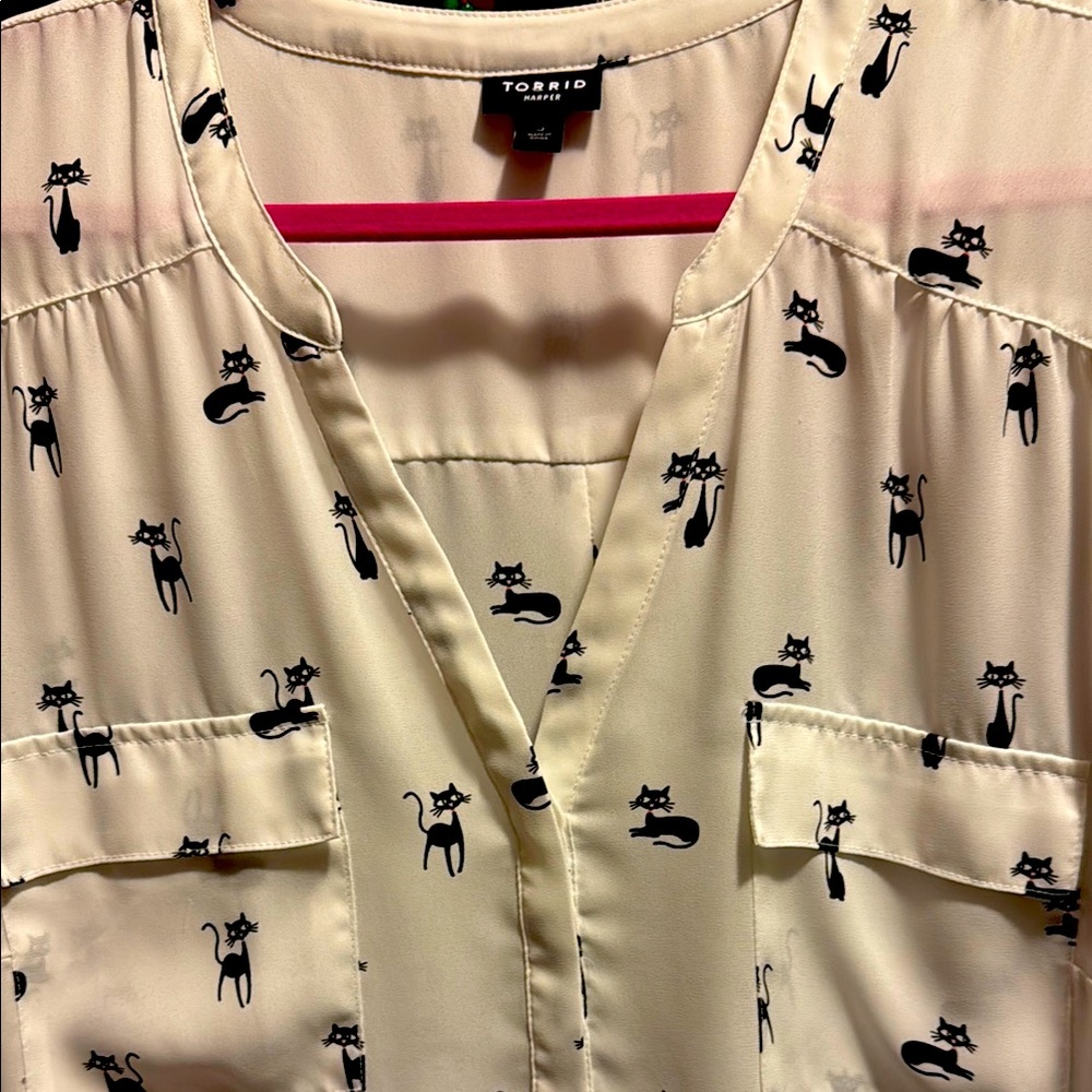 Torrid Cat Patterned Blouse - image 1